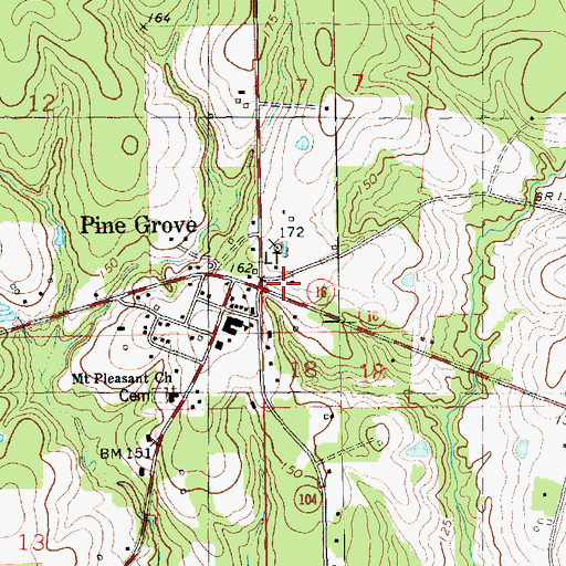 Topographic Map of Pine Grove Volunteer Fire Department, LA