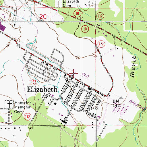 Topographic Map of Elizabeth Fire Department, LA