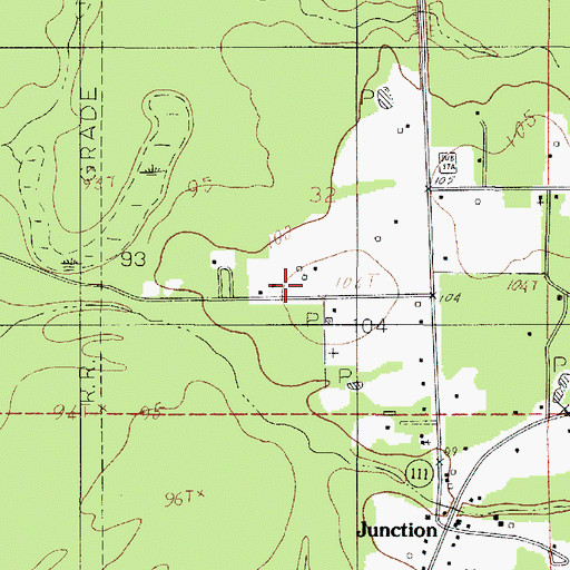 Topographic Map of Junction Volunteer Fire Department District 1, LA