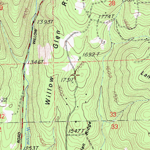 Topographic Map of Willow Glen Ridge, CA