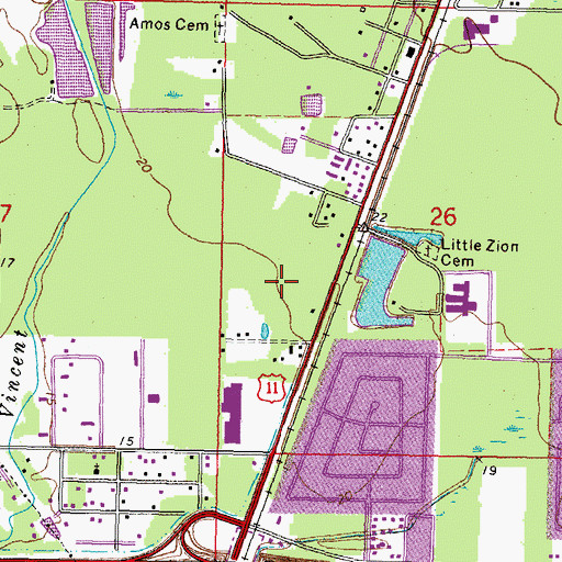 Topographic Map of Saint Tammany Parish Fire District 1 Station 17, LA