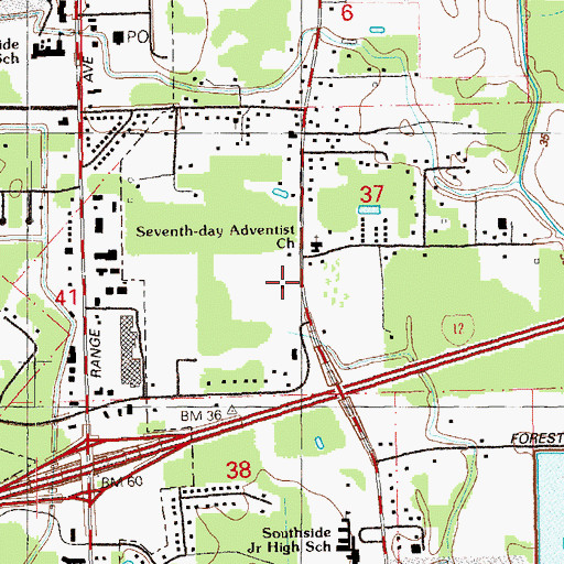 Topographic Map of Denham Springs Fire Department Station 3, LA