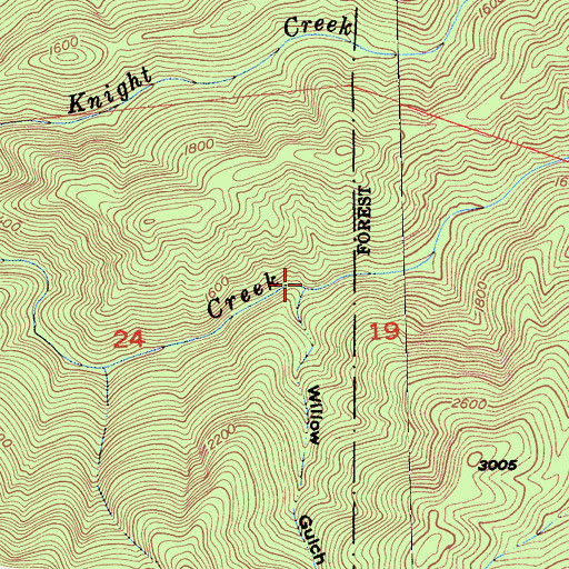 Topographic Map of Willow Gulch, CA