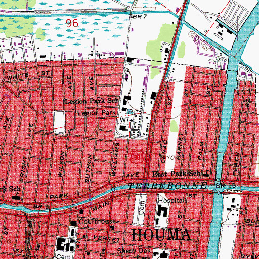 Topographic Map of Houma Fire Department North Houma Station, LA