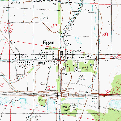 Topographic Map of Egan Volunteer Fire Department, LA