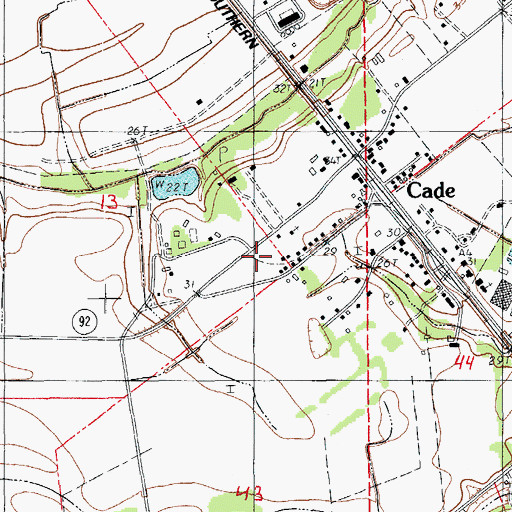 Topographic Map of Cade Volunteer Fire Department, LA