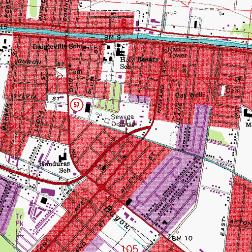 Topographic Map of Houma Fire Department East Houma Station, LA