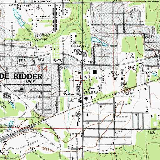 Topographic Map of DeRidder Fire Department Eastside Station, LA