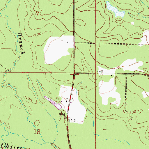 Topographic Map of Beauregard Volunteer Fire Protection District 3 Sugartown Station, LA