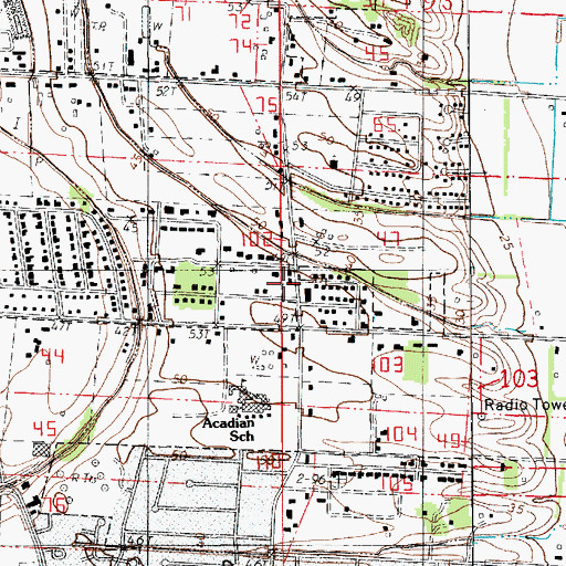 Topographic Map of Lafayette Fire Department Station 9, LA