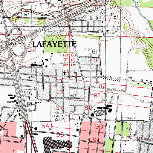 Topographic Map of Lafayette Fire Department Station 4, LA
