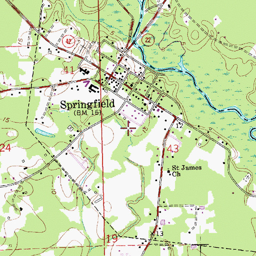 Topographic Map of Springfield Volunteer Fire Department, LA