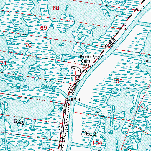 Topographic Map of Little Caillou Volunteer Fire Department Station 3, LA