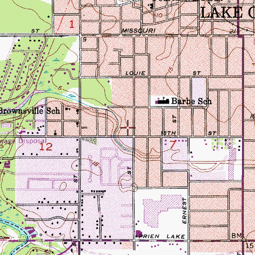 Topographic Map of Lake Charles Fire Department Station 4, LA