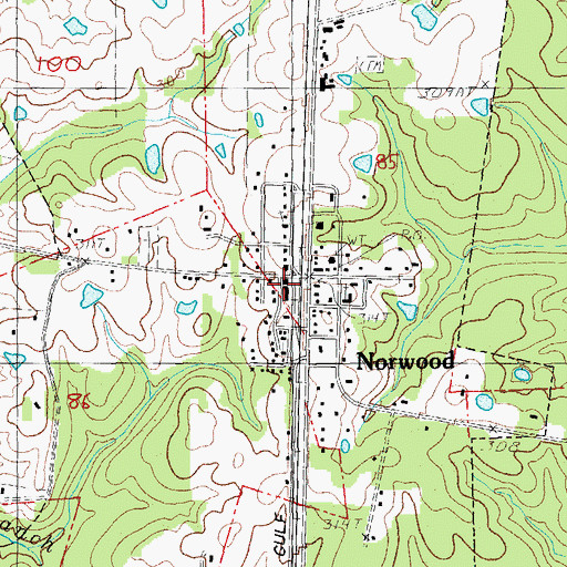 Topographic Map of Norwood Volunteer Fire Department, LA