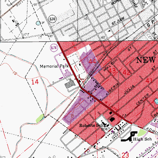 Topographic Map of New Iberia Fire Department Station 5, LA
