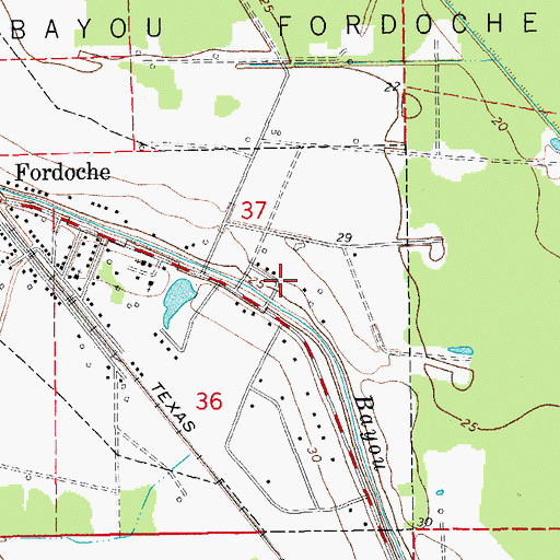 Topographic Map of Fordoche Volunteer Fire Department, LA