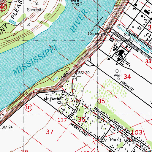 Topographic Map of East Iberville Volunteer Fire Department, LA