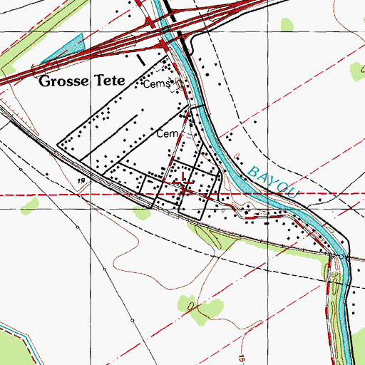 Topographic Map of Grosse Tete Volunteer Fire Department, LA