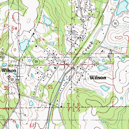Topographic Map of Wilson Volunteer Fire Department, LA