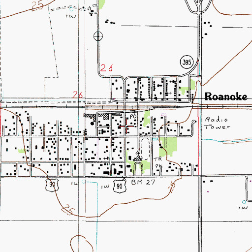Topographic Map of Roanoke Volunteer Fire Department, LA