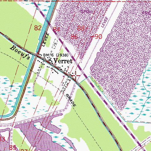 Topographic Map of Saint Bernard Parish Fire Department Station 10, LA