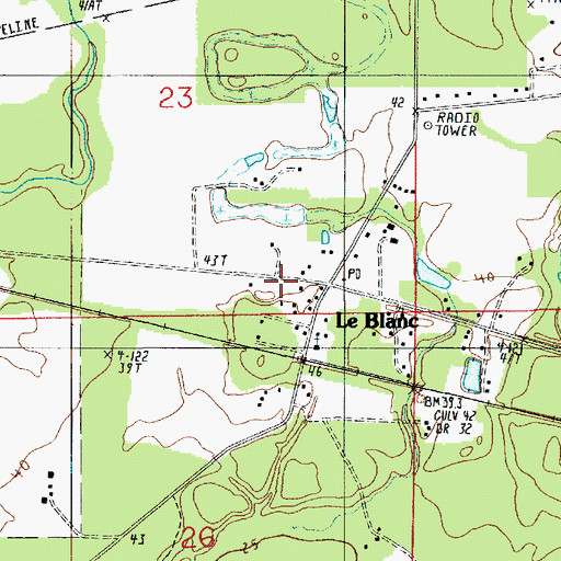 Topographic Map of LeBlanc Volunteer Fire Department, LA