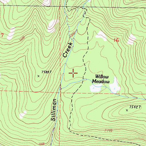 Topographic Map of Willow Meadow, CA