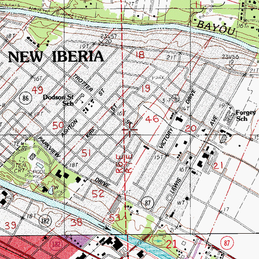 Topographic Map of New Iberia Fire Department Station 3, LA