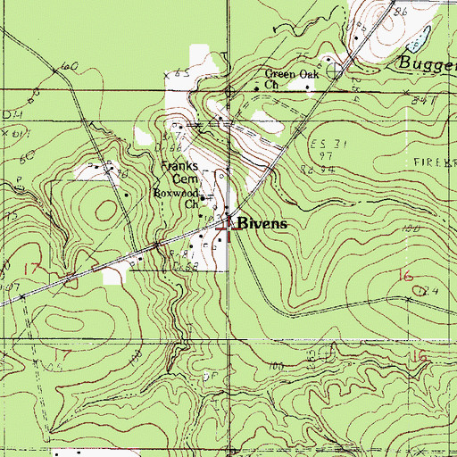 Topographic Map of Bivens Volunteer Fire Department District 1, LA