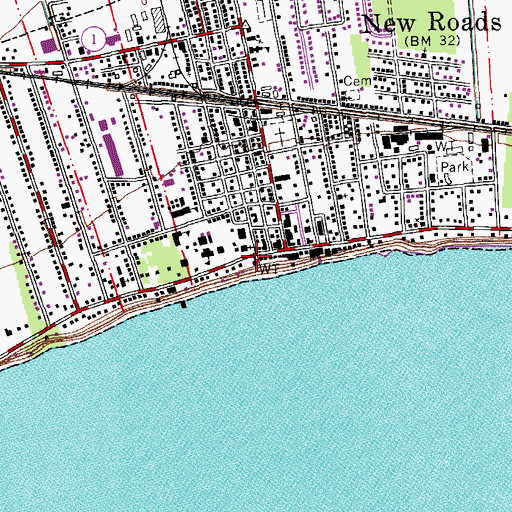Topographic Map of New Roads Fire Department, LA