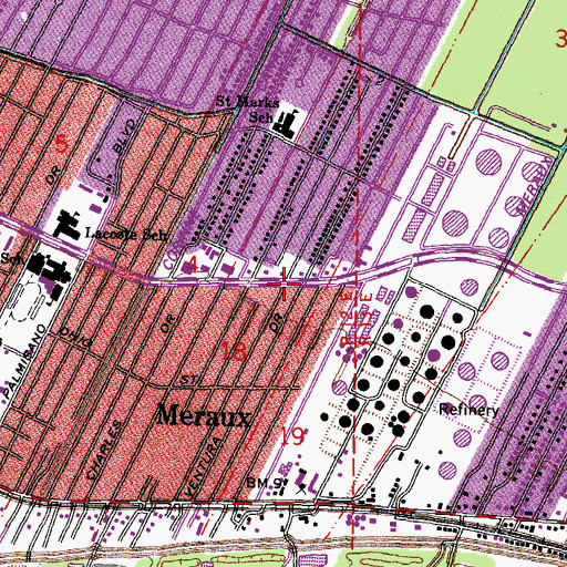 Topographic Map of Saint Bernard Parish Fire Department Station 5, LA