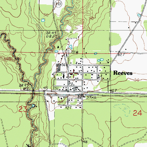 Topographic Map of Reeves Volunteer Fire Department, LA