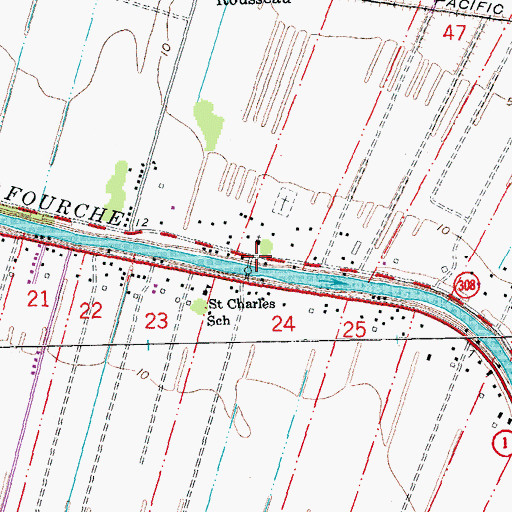 Topographic Map of Lafourche Parish Fire District 1 Station 4, LA