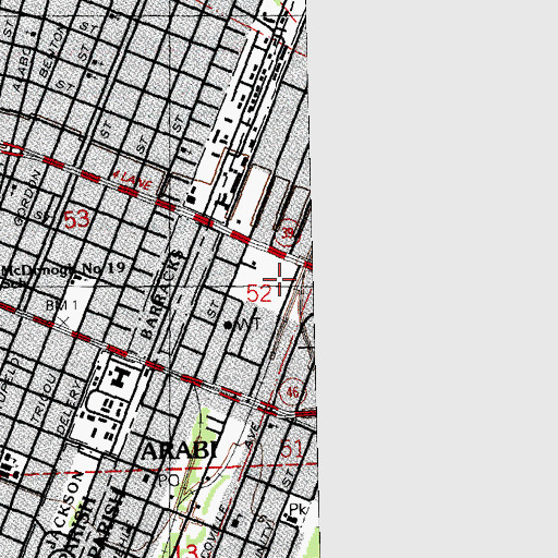 Topographic Map of Saint Bernard Parish Fire Department Station 1, LA