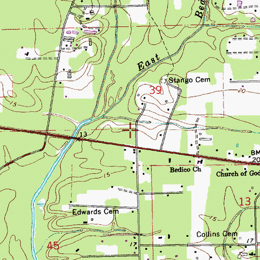 Topographic Map of Eighth Ward Volunteer Fire Department of Tangipahoa Parish Station 2, LA
