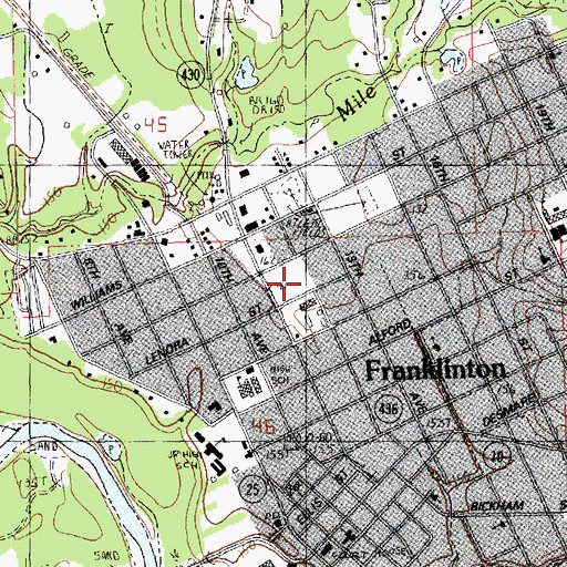 Topographic Map of Franklinton Volunteer Fire Department, LA