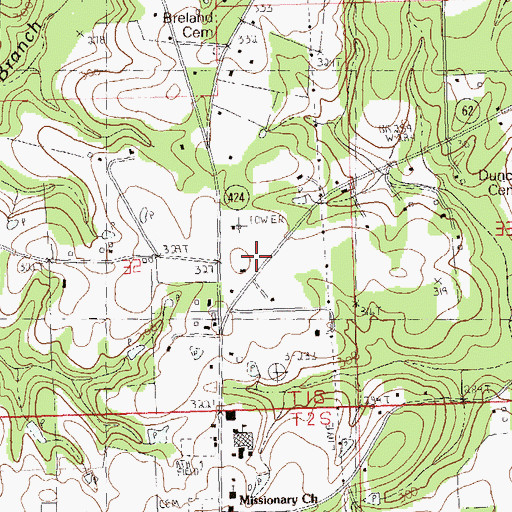 Topographic Map of Pine Volunteer Fire Department, LA