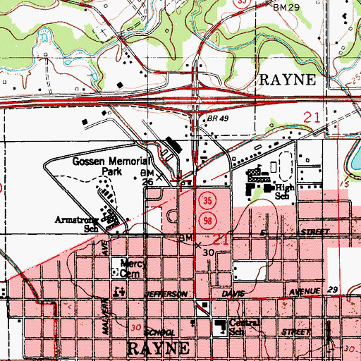 Topographic Map of Rayne Volunteer Fire Department Substation, LA