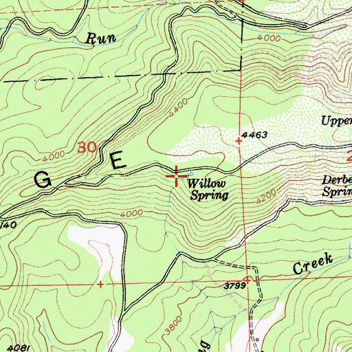 Topographic Map of Willow Spring, CA