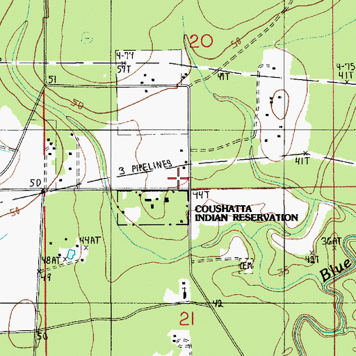 Topographic Map of Coushatta Tribal Fire Department, LA