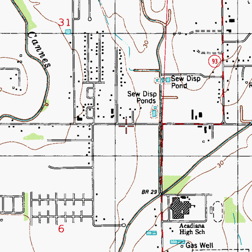 Topographic Map of Scott Volunteer Fire Department Station 2, LA
