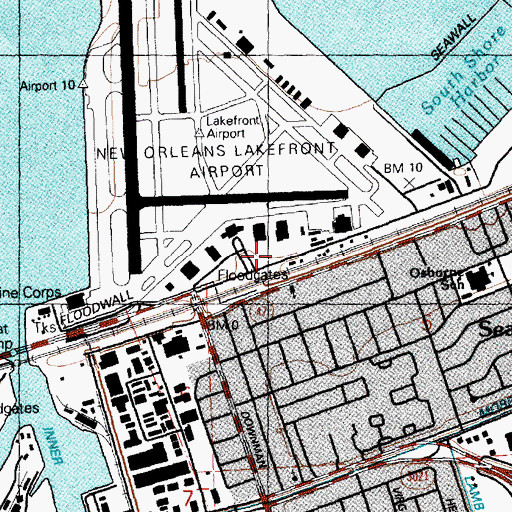 Topographic Map of New Orleans Lakefront Airport Aircraft Rescue and Fire Fighting, LA
