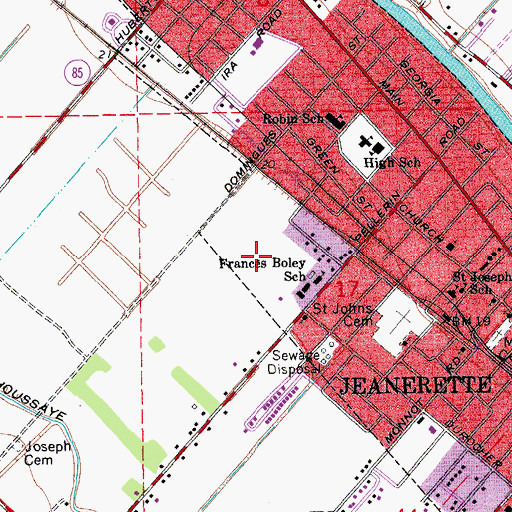 Topographic Map of Jeanerette Volunteer Fire Department Station 2, LA