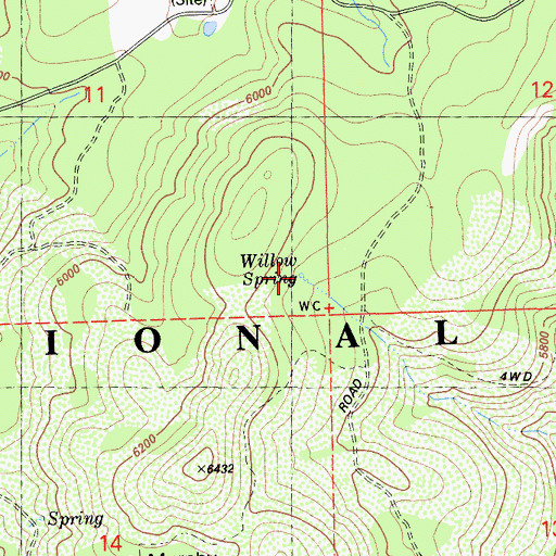 Topographic Map of Willow Spring, CA