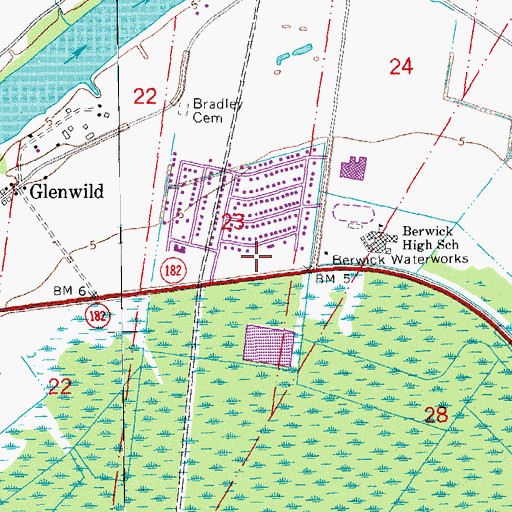 Topographic Map of Berwick Volunteer Fire Department Ray Raspberry Substation, LA