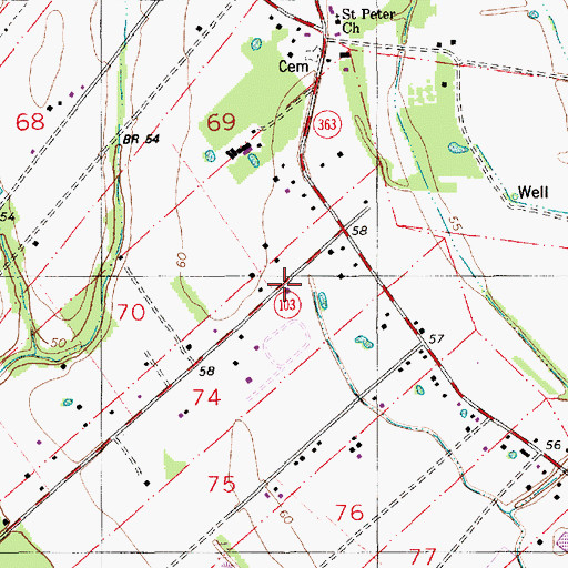 Topographic Map of Saint Landry Parish Fire District 3 Station 6, LA