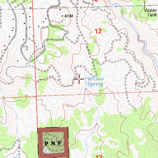 Topographic Map of Willow Spring, CA