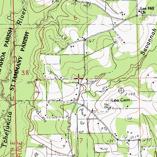 Topographic Map of Saint Tammany Parish Fire District 5 Station 2, LA