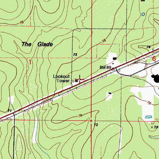 Topographic Map of Beauregard Volunteer Fire Protection District 2 Gordon Station, LA